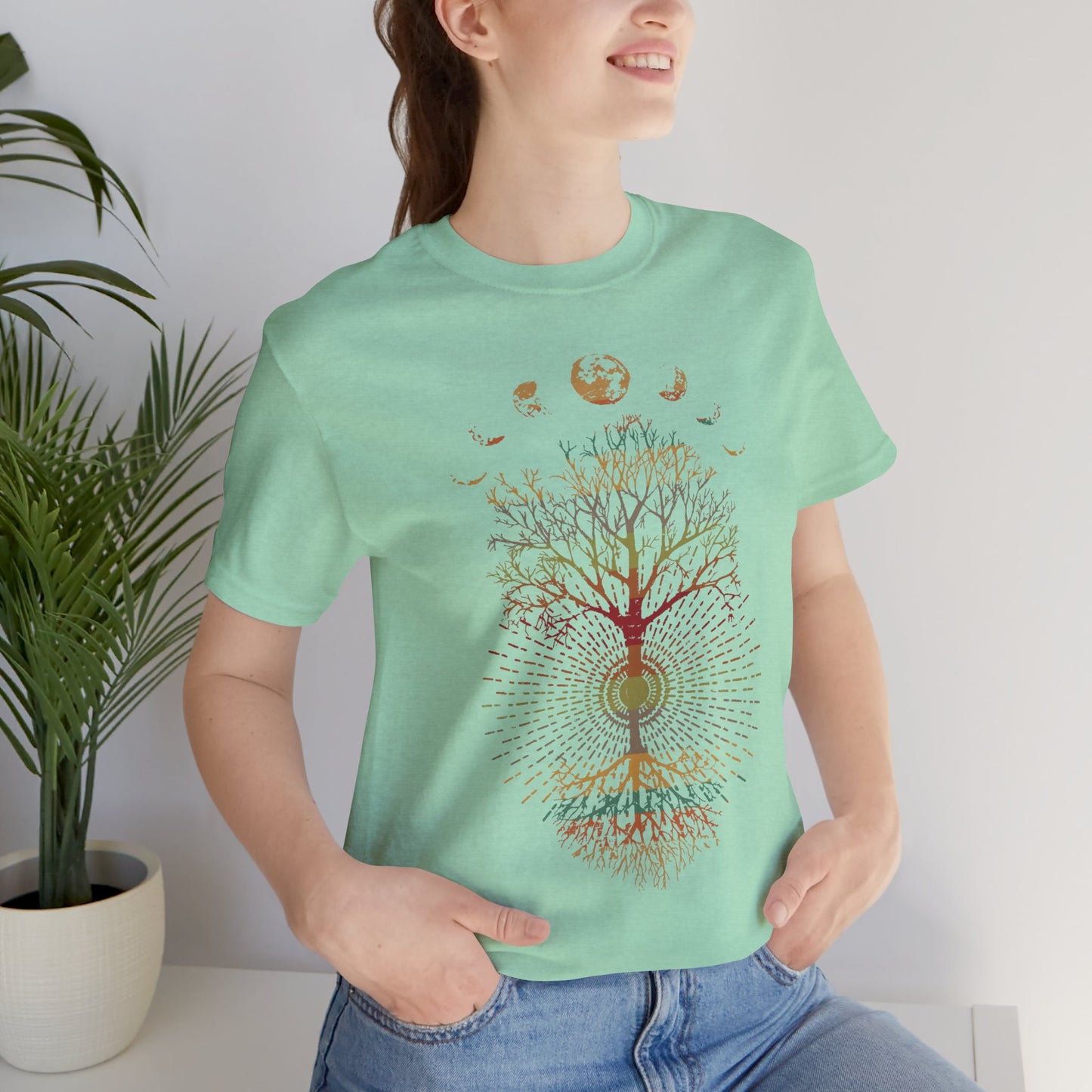 Phases of the Moon Retro 60's 70's Vibe Tree of Life T-Shirt