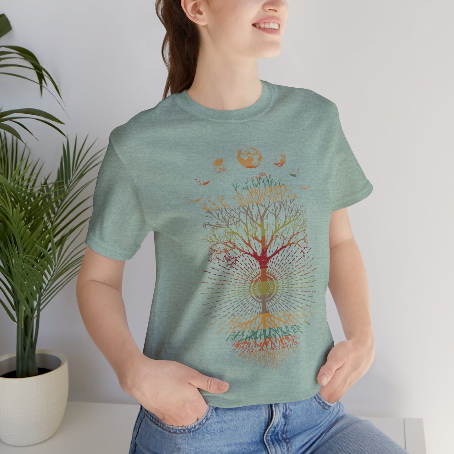 Phases of the Moon Retro 60's 70's Vibe Tree of Life T-Shirt
