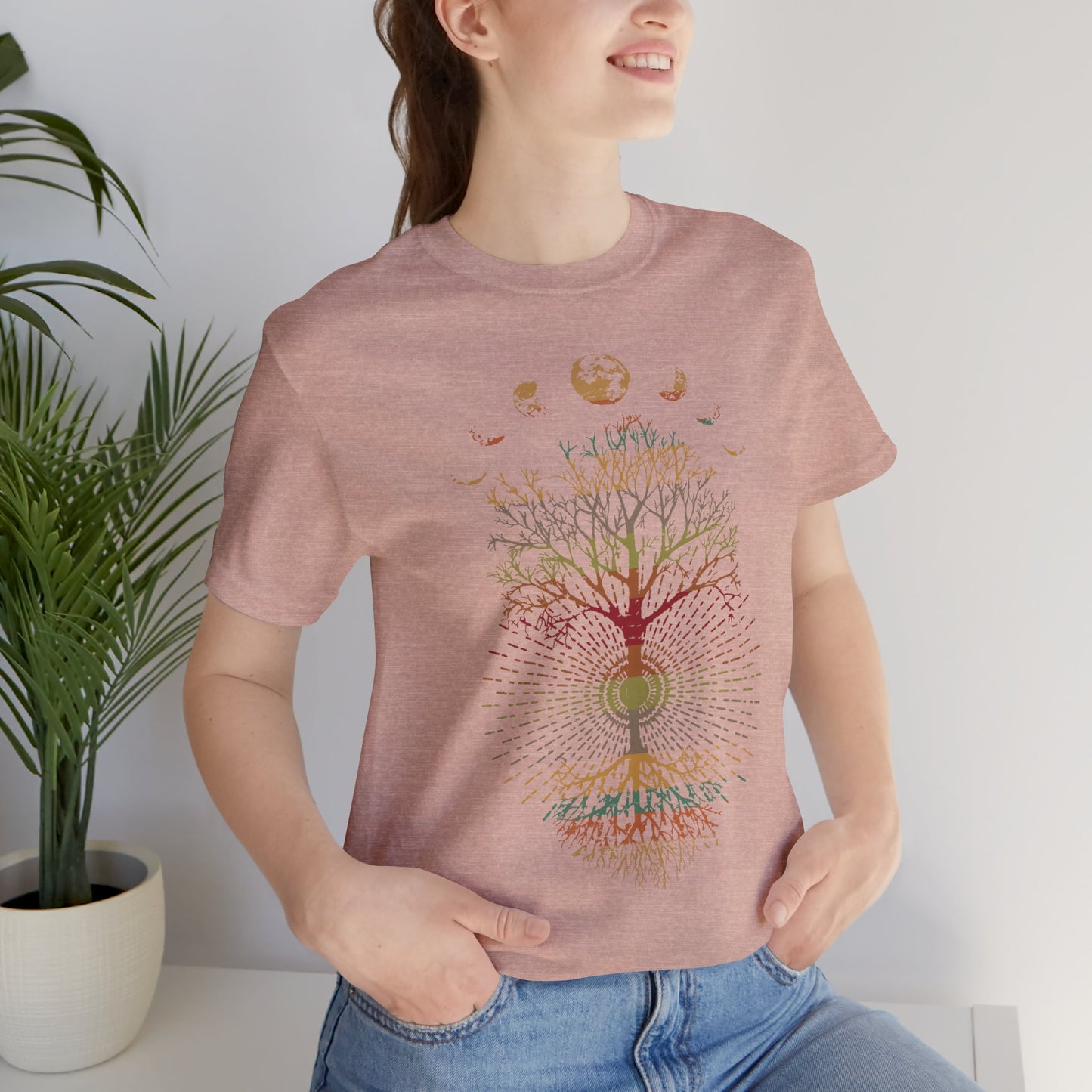 Phases of the Moon Retro 60's 70's Vibe Tree of Life T-Shirt