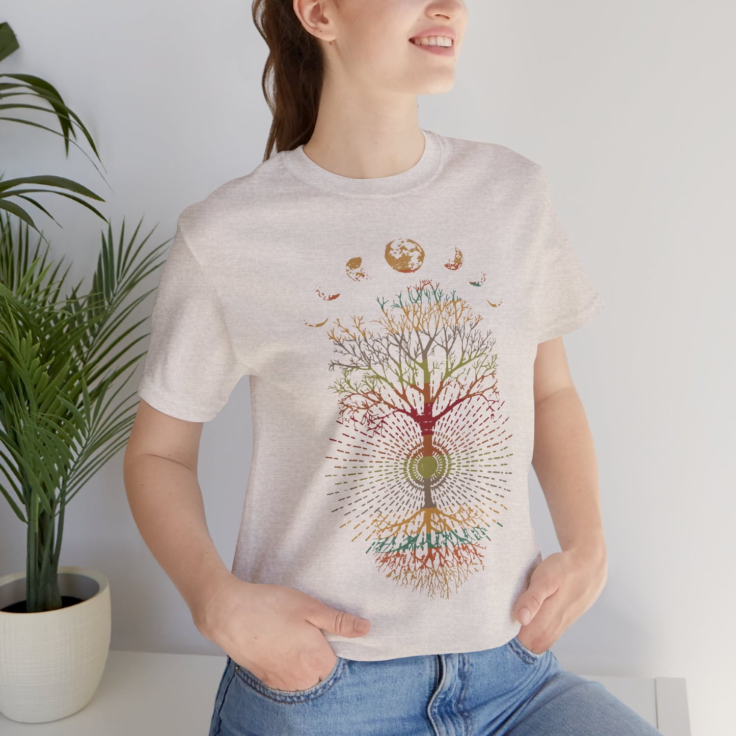Phases of the Moon Retro 60's 70's Vibe Tree of Life T-Shirt