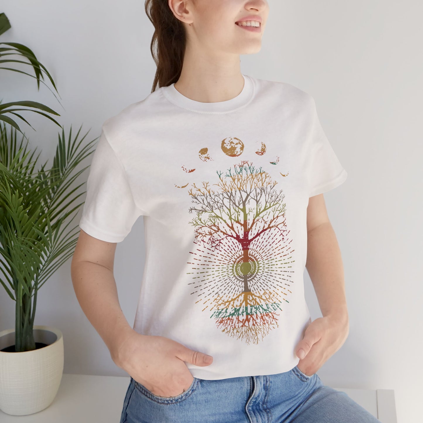 Phases of the Moon Retro 60's 70's Vibe Tree of Life T-Shirt
