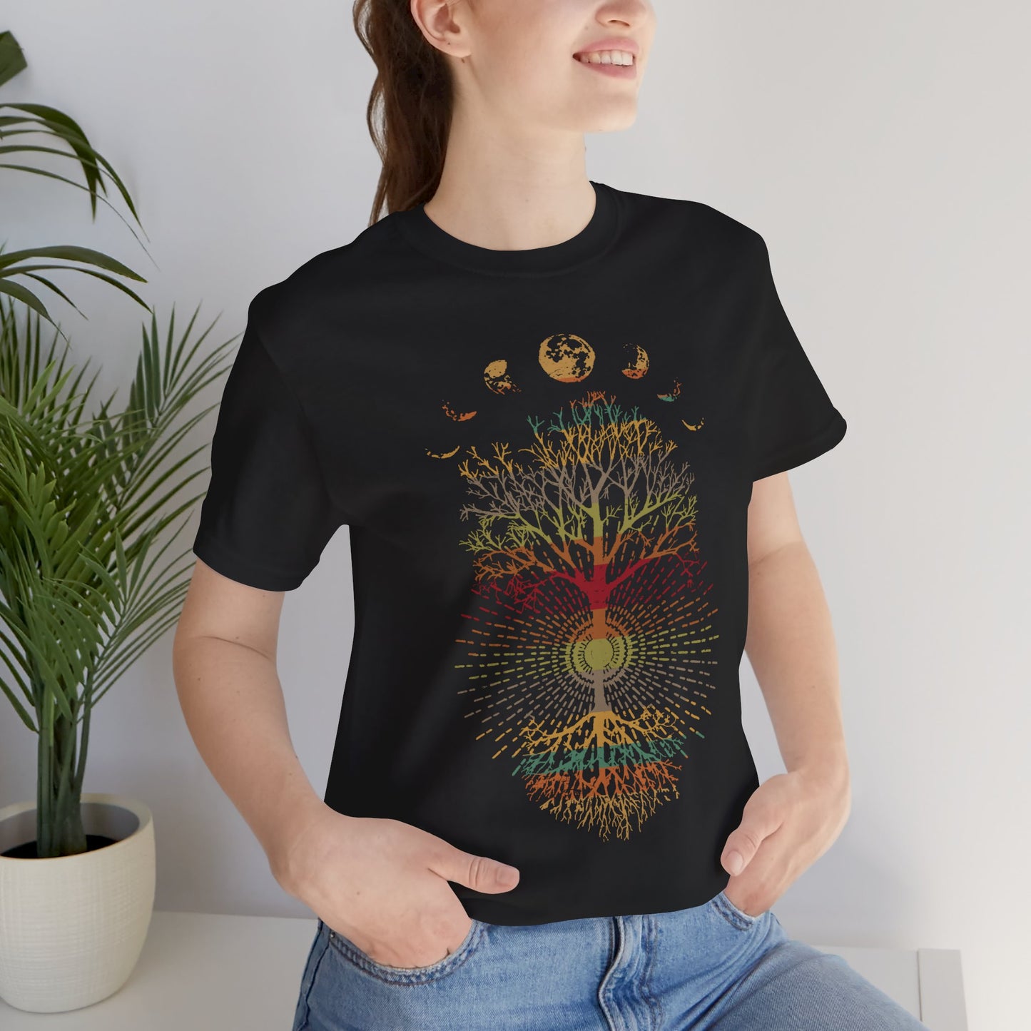 Phases of the Moon Retro 60's 70's Vibe Tree of Life T-Shirt