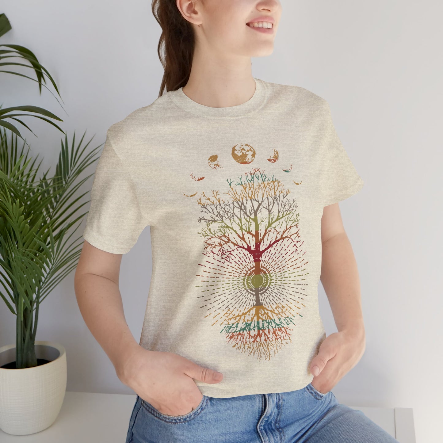 Phases of the Moon Retro 60's 70's Vibe Tree of Life T-Shirt