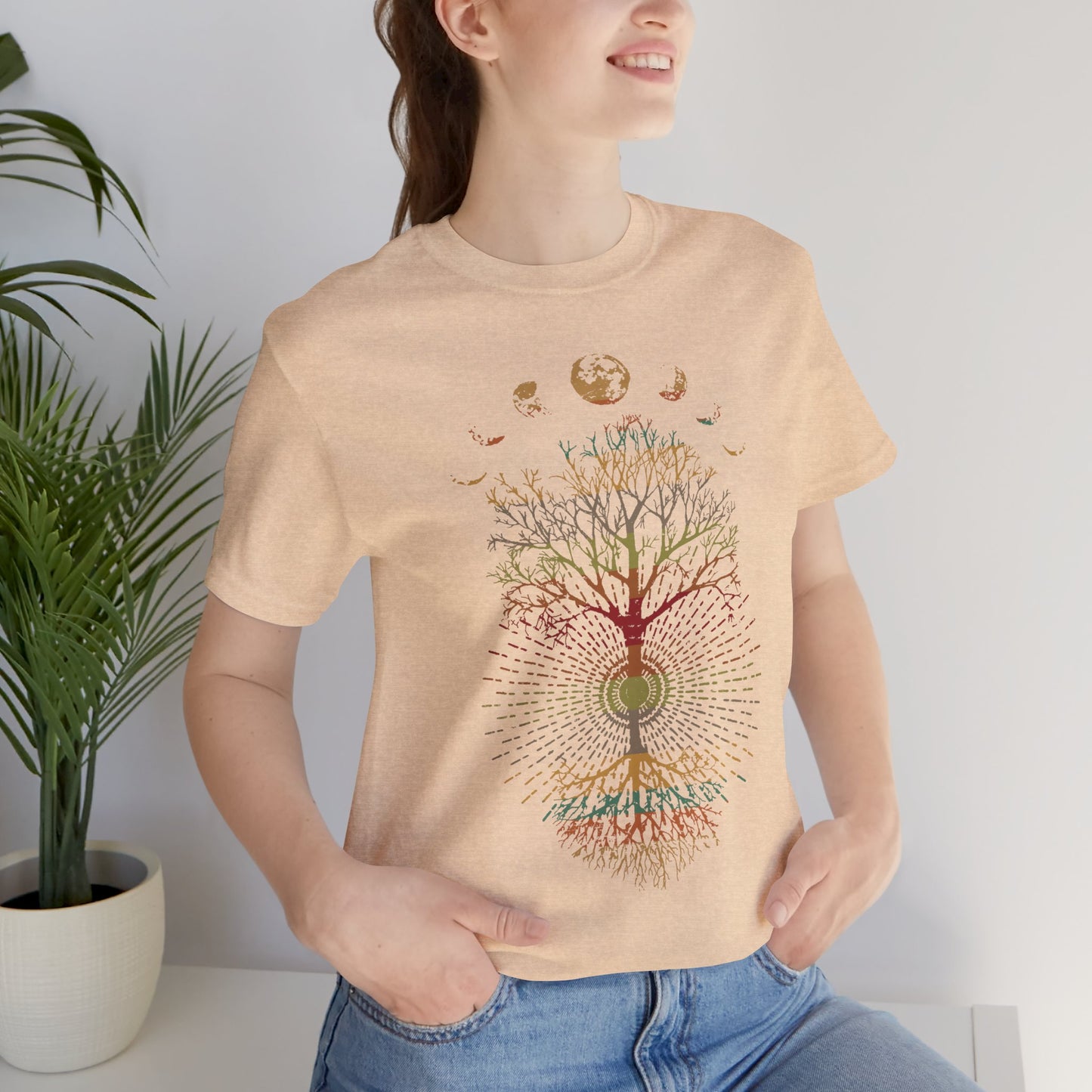 Phases of the Moon Retro 60's 70's Vibe Tree of Life T-Shirt