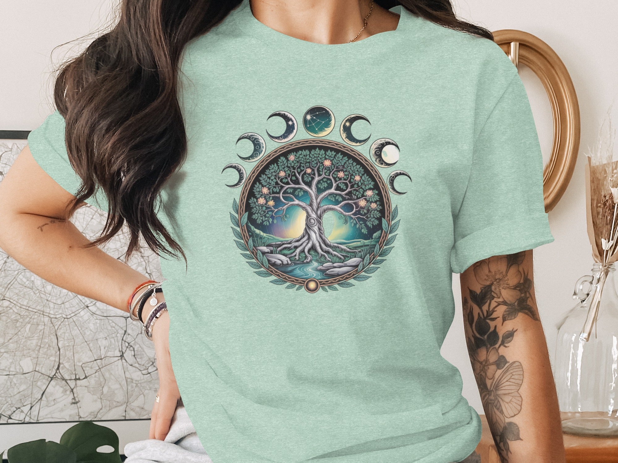 Mystical Tree of Life Shirt with Lunar Phases Design