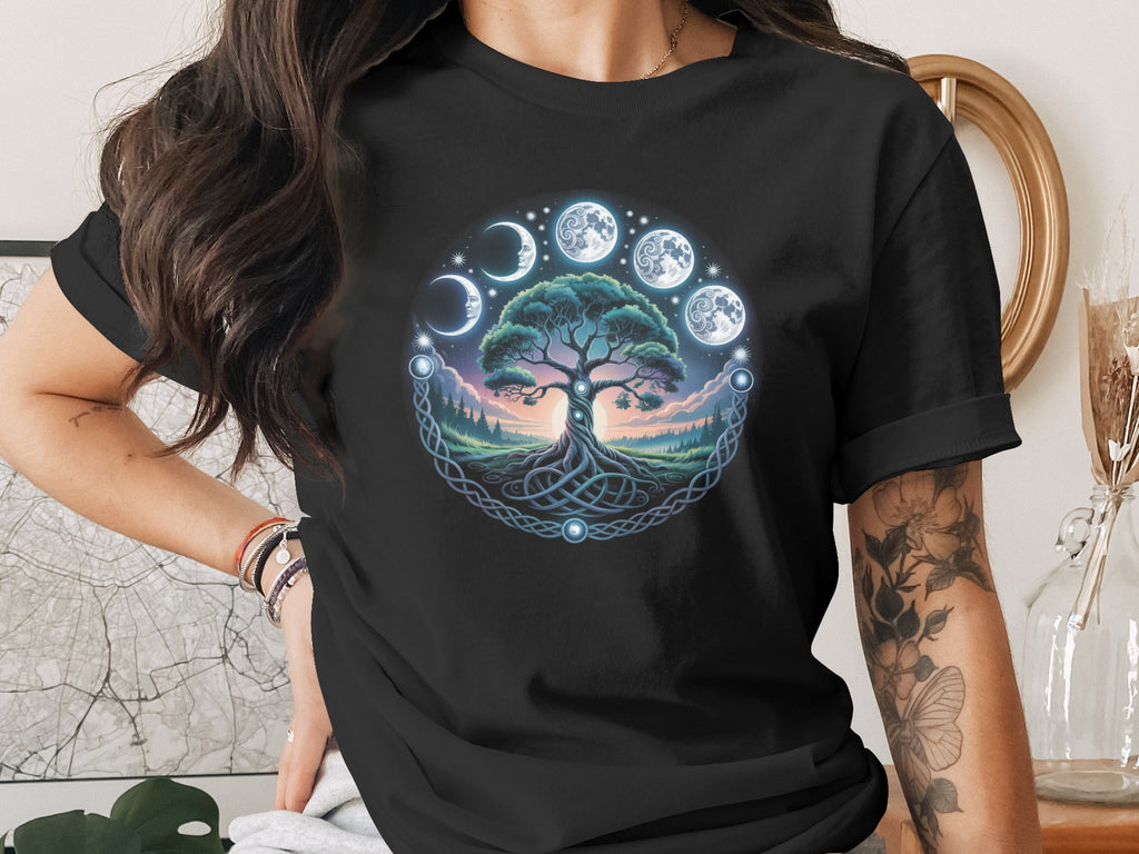 Tree of Life and Moon Phases Graphic Tee Shirt