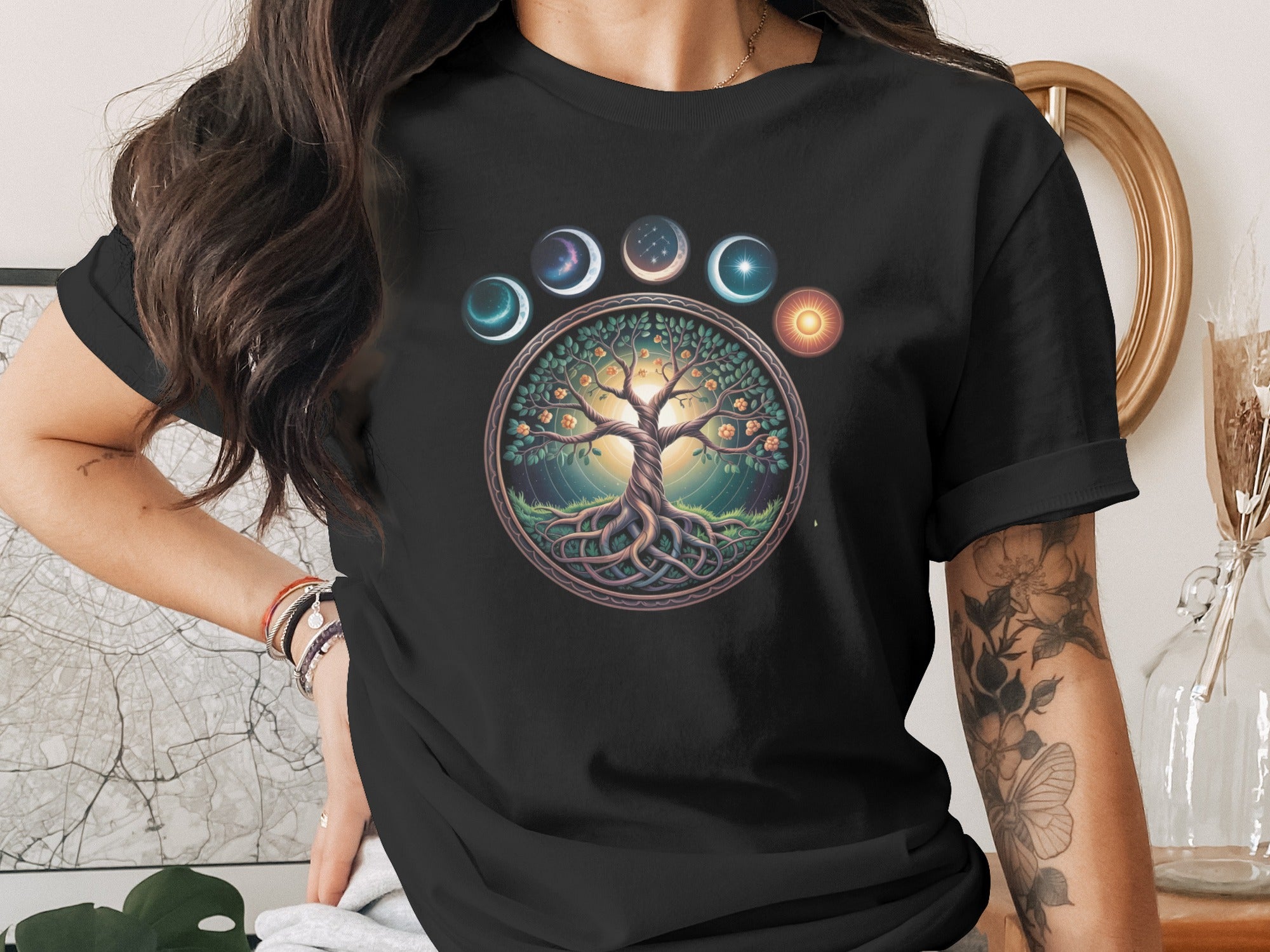 Celestial Tree of Life Graphic T-shirt with Elements