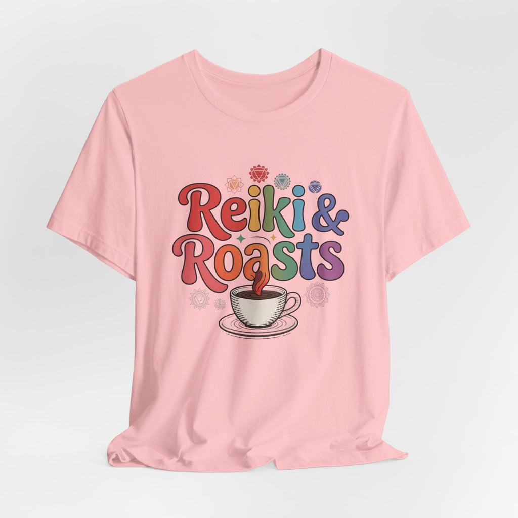 Reiki & Roasts Coffee Tee — Spiritual Coffee Lover T‑Shirt - WrinkledHippie