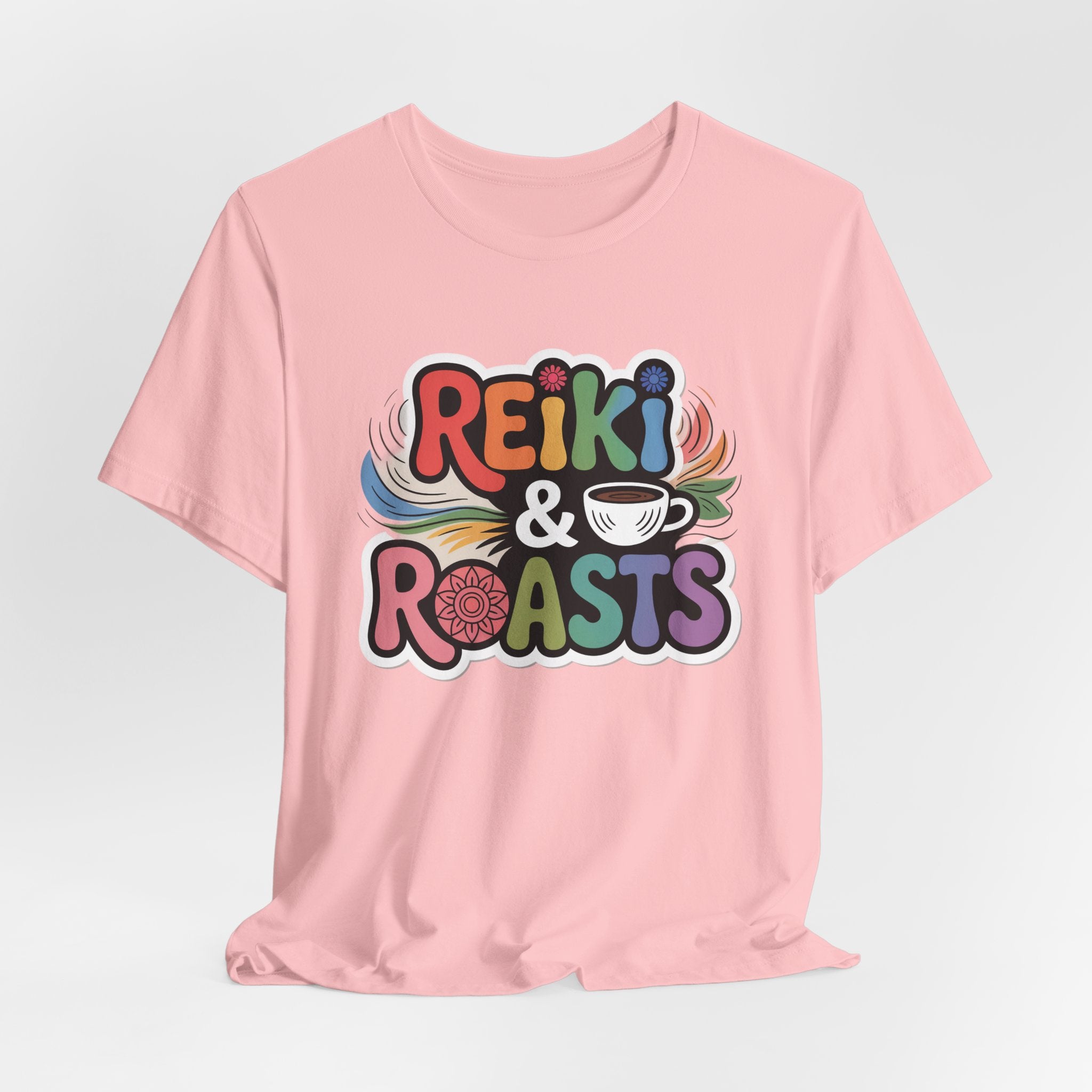 Reiki & Roasts Coffee Tee — Chakra Spiritual Coffee Lover T‑Shirt
