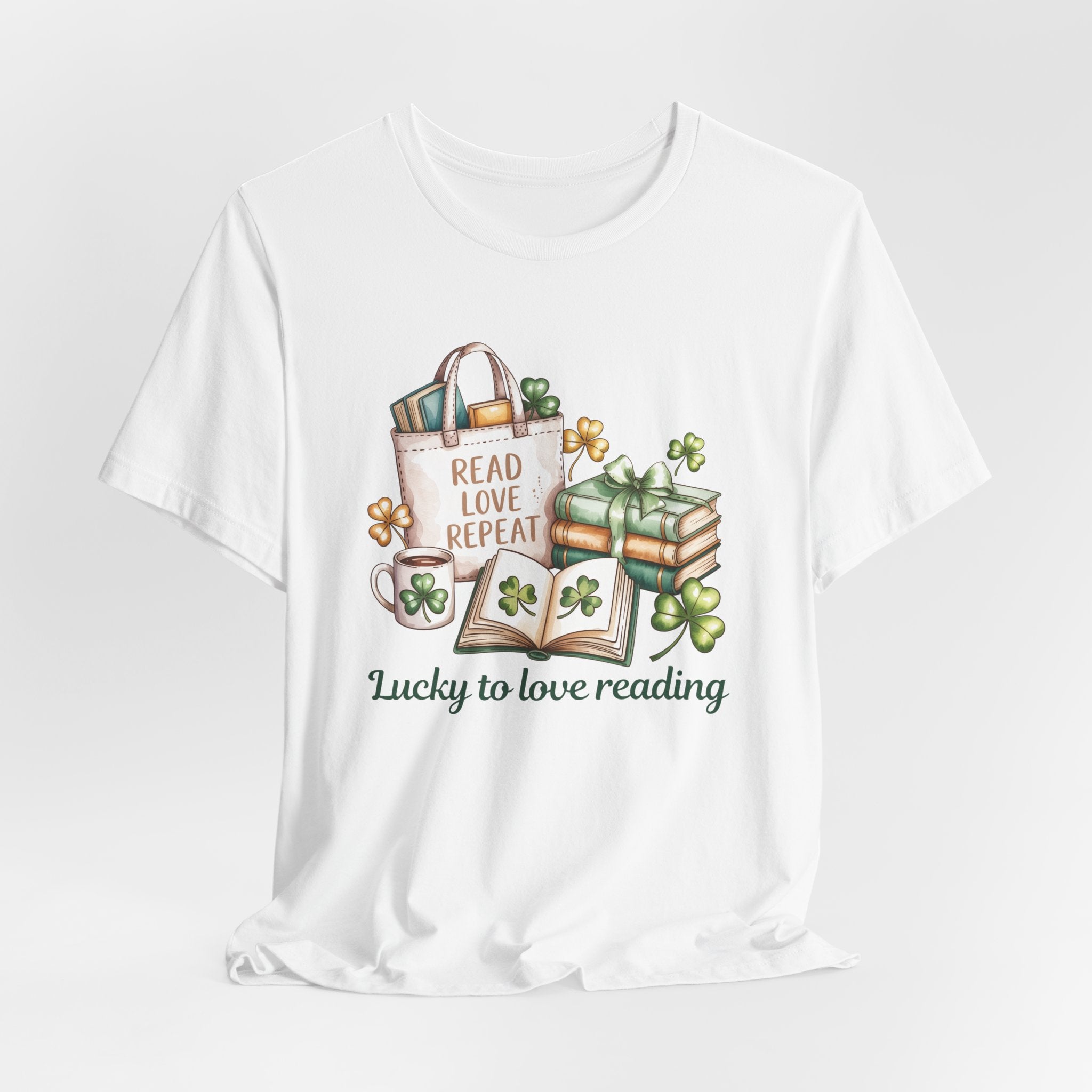 Lucky to Love Reading St Patrick's Day T-Shirt for Book Lovers