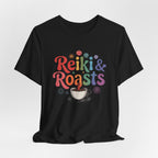 Reiki & Roasts Coffee Tee — Spiritual Coffee Lover T‑Shirt - WrinkledHippie