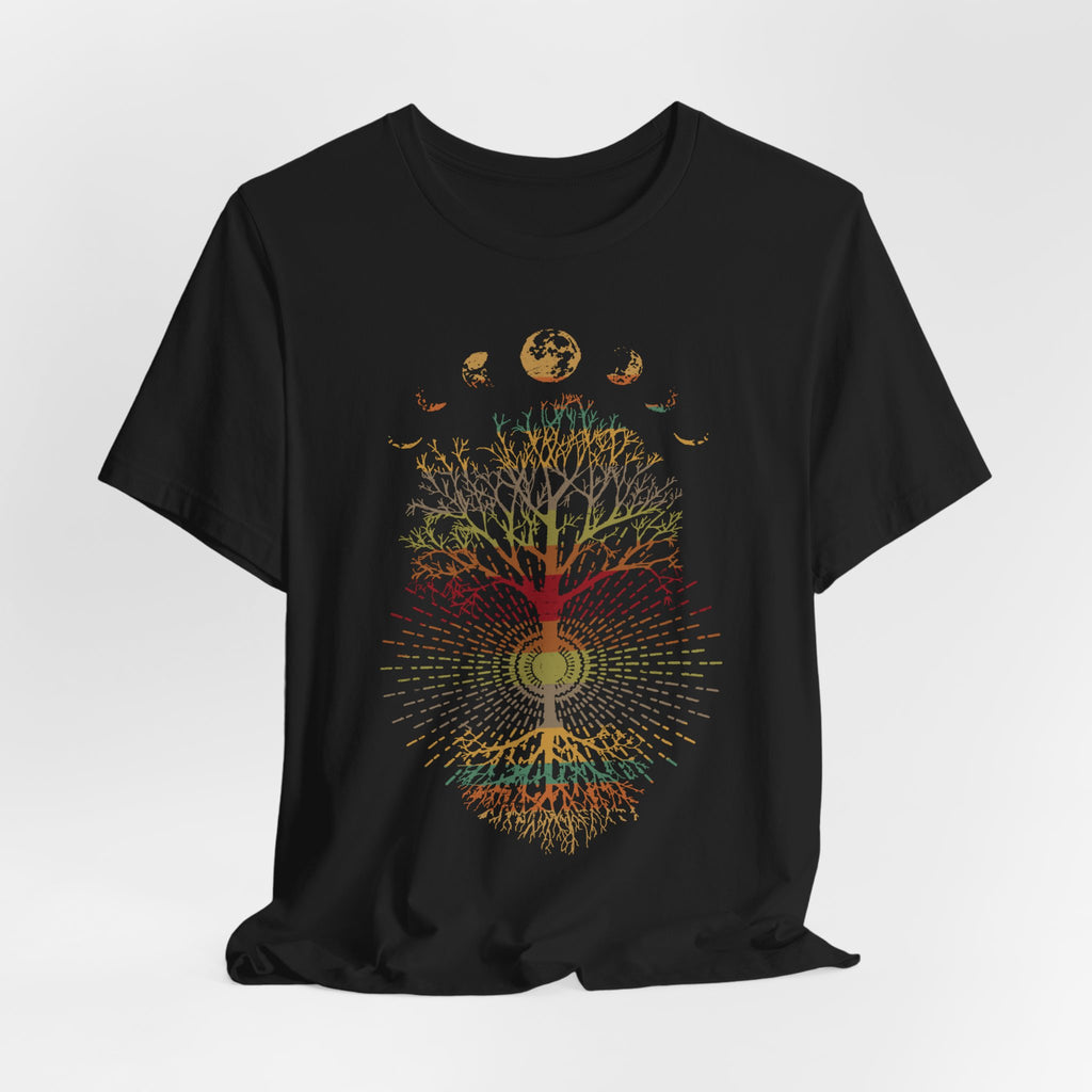Phases of the Moon Retro 60's 70's Vibe Tree of Life T-Shirt