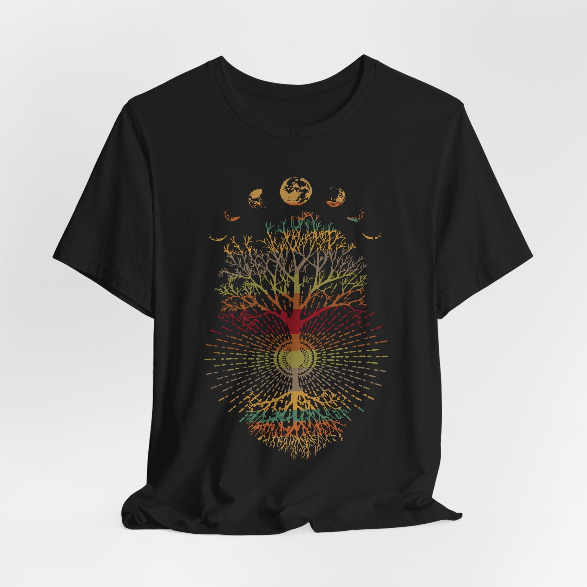 Phases of the Moon Retro 60's 70's Vibe Tree of Life T-Shirt