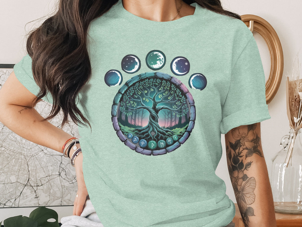 Tree of Life with Moon Phases Graphic T-Shirt