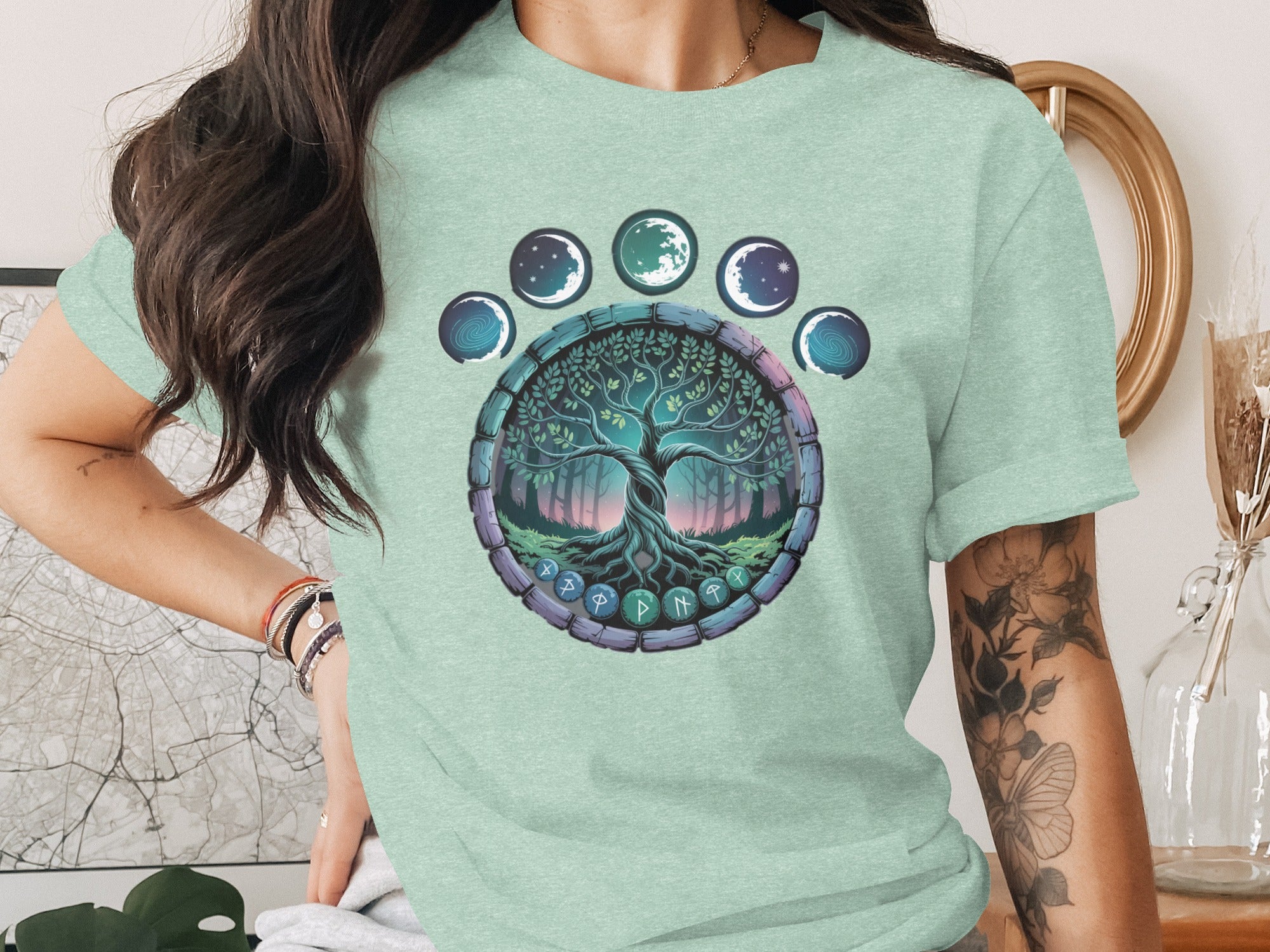 Tree of Life with Moon Phases Graphic T-Shirt