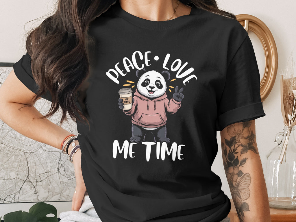 Peace Love Me Time Panda Graphic T-Shirt