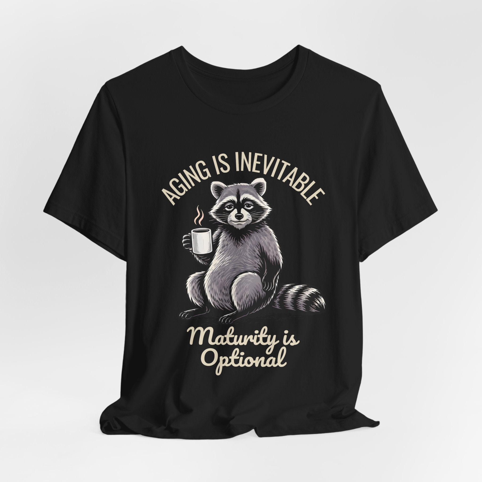 Midlife Is Optional Funny Raccoon Drinking Coffee T-Shirt