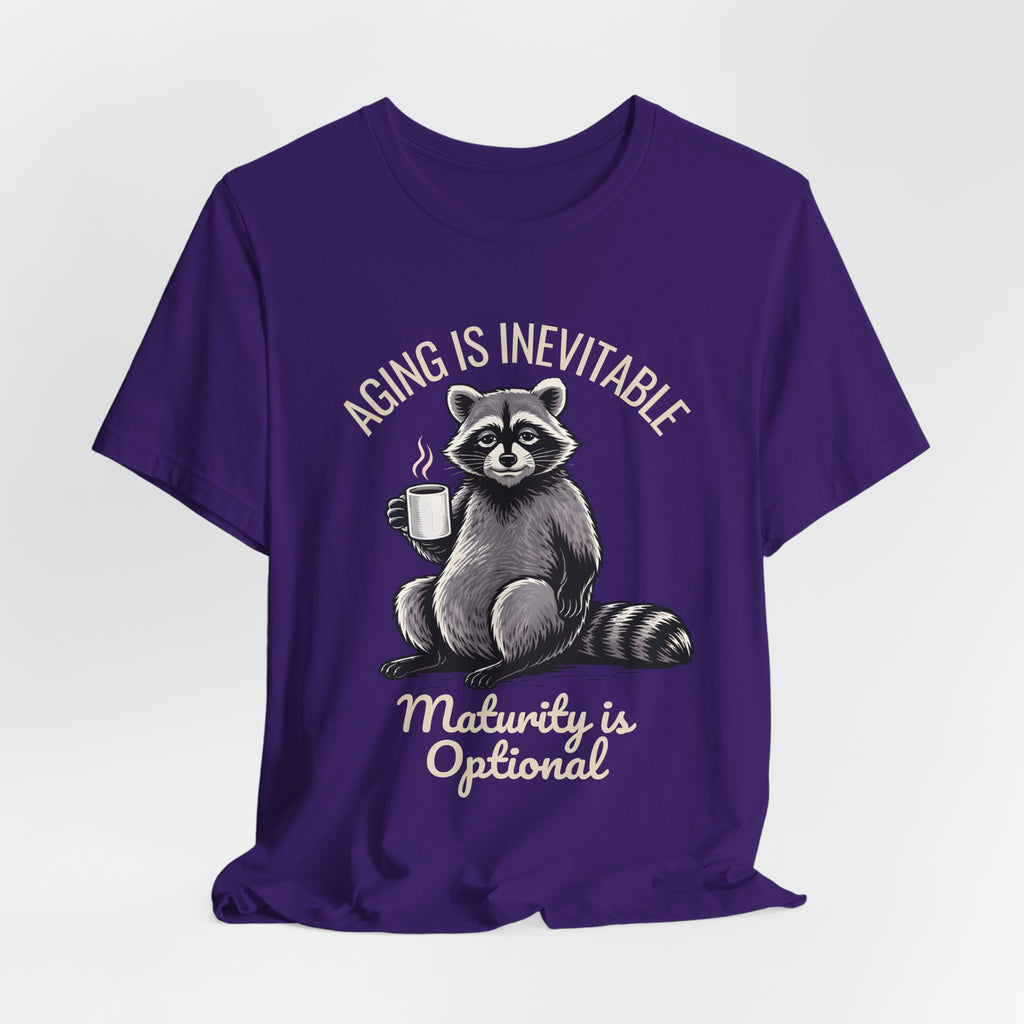 Midlife Is Optional Funny Raccoon Drinking Coffee T-Shirt - WrinkledHippie