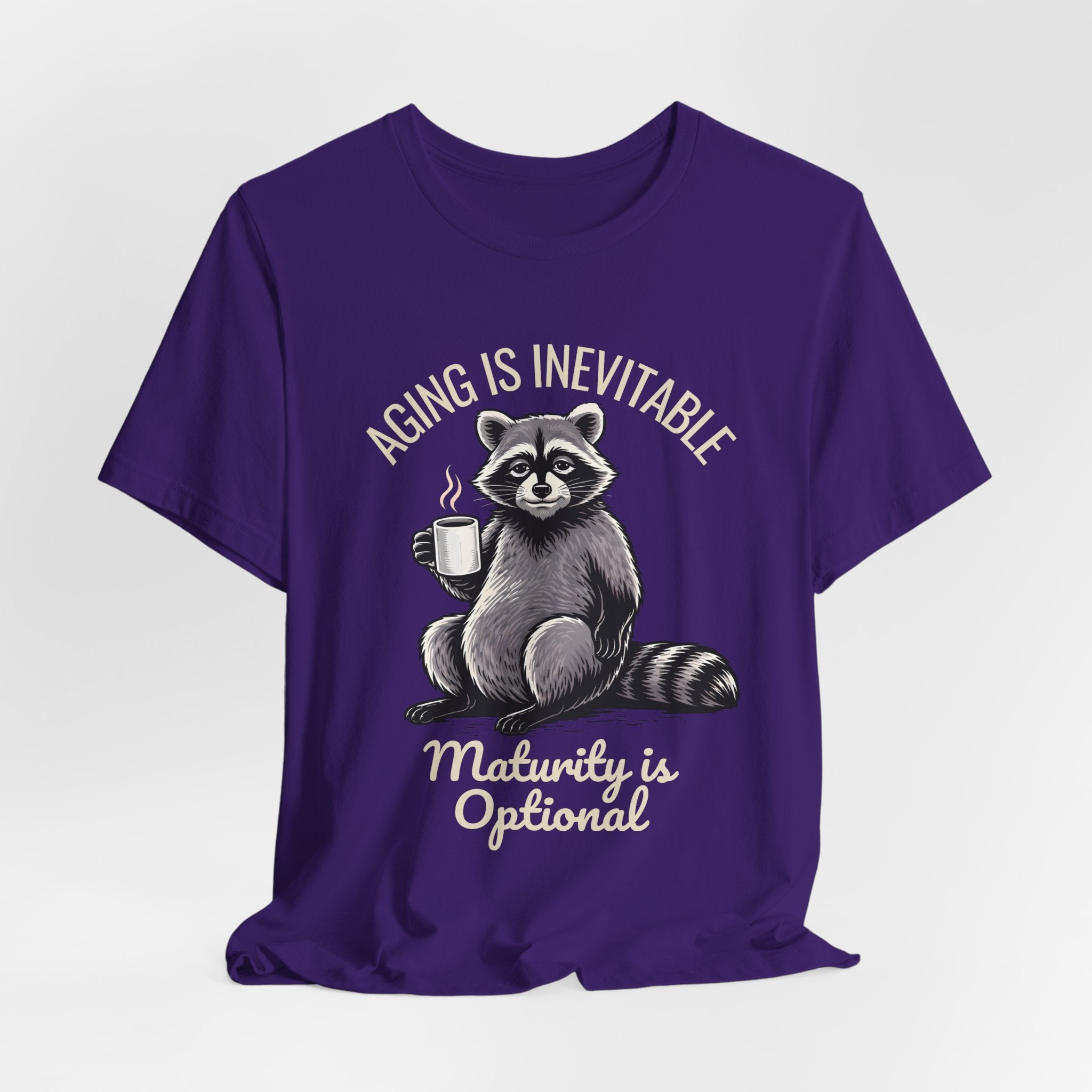 Midlife Is Optional Funny Raccoon Drinking Coffee T-Shirt