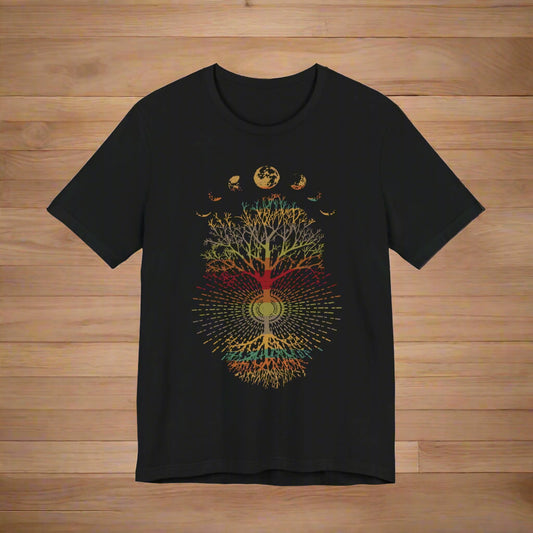 Phases of the Moon Retro 60's 70's Vibe Tree of Life T-Shirt