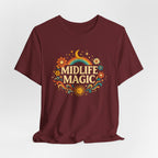 Midlife Magic Hippie Vibe T-Shirt — Retro Boho Tee for Women Celebrating Midlife - WrinkledHippie