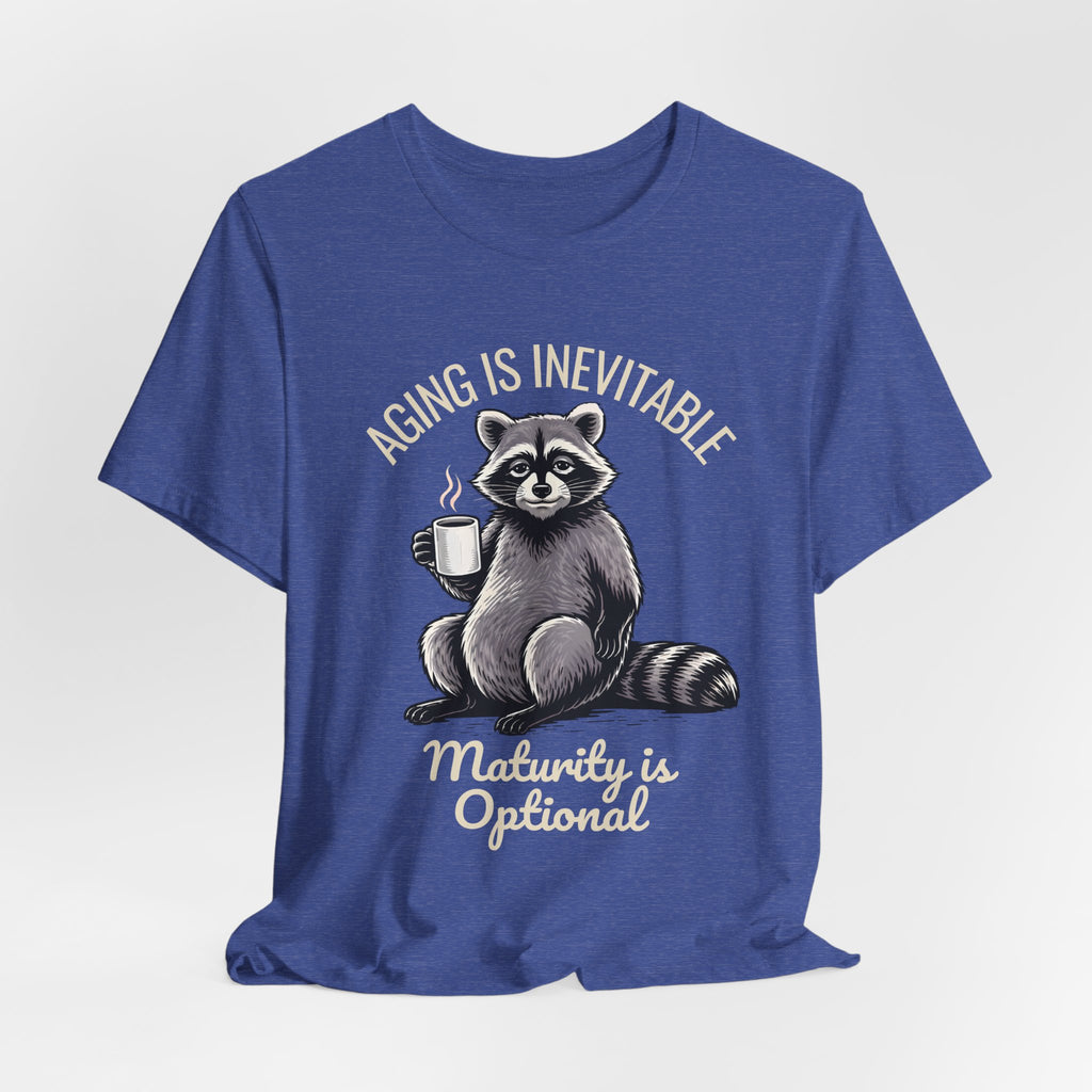 Midlife Is Optional Funny Raccoon Drinking Coffee T-Shirt - WrinkledHippie
