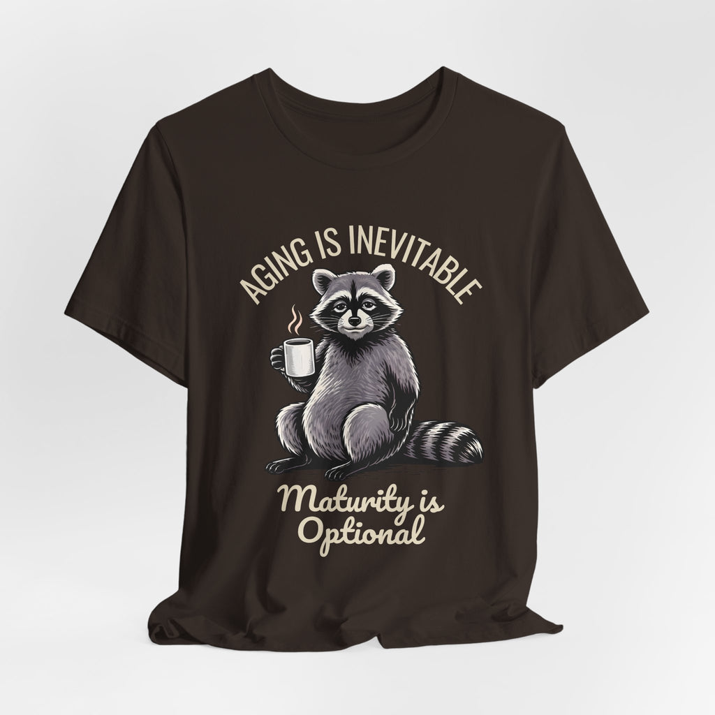 Midlife Is Optional Funny Raccoon Drinking Coffee T-Shirt - WrinkledHippie