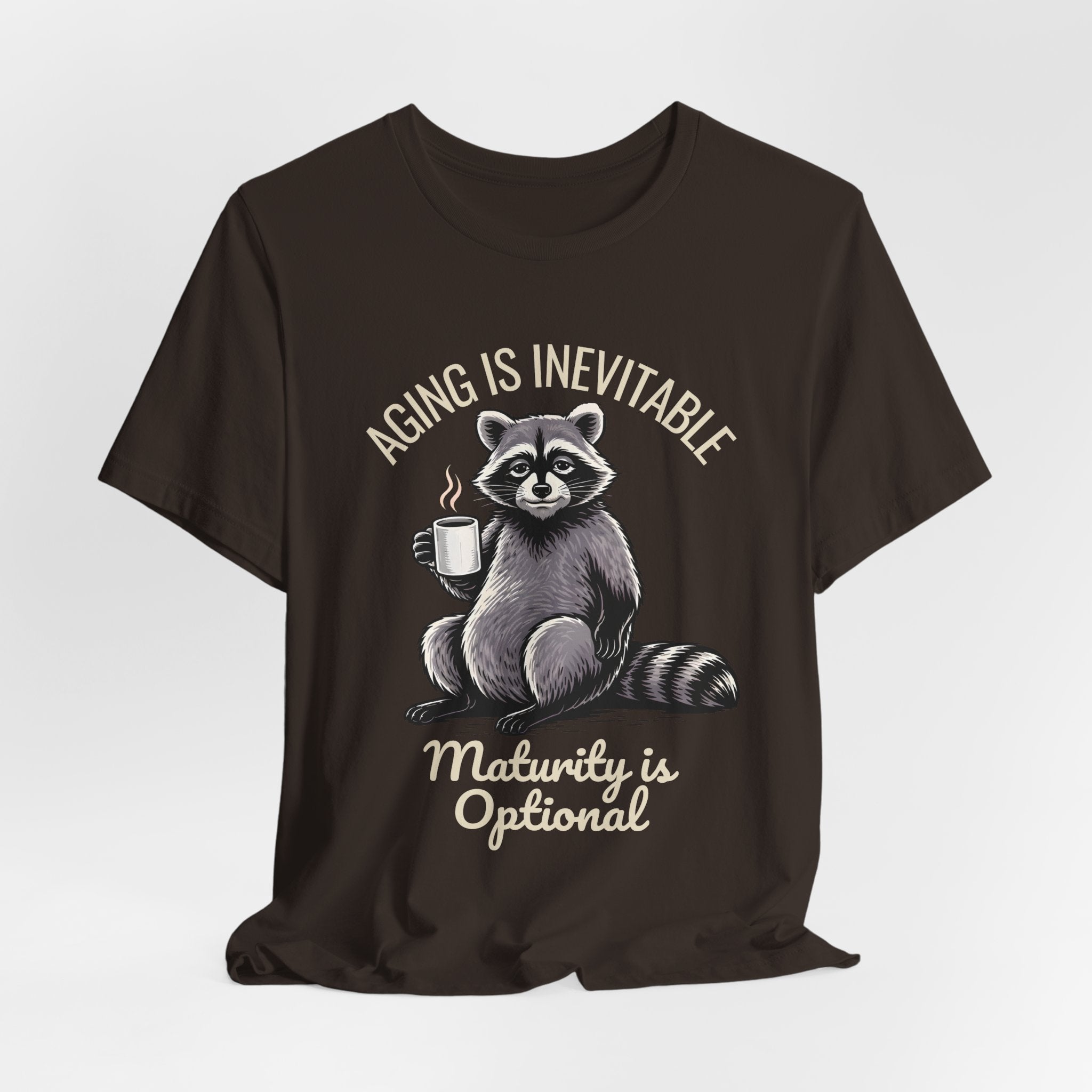 Midlife Is Optional Funny Raccoon Drinking Coffee T-Shirt