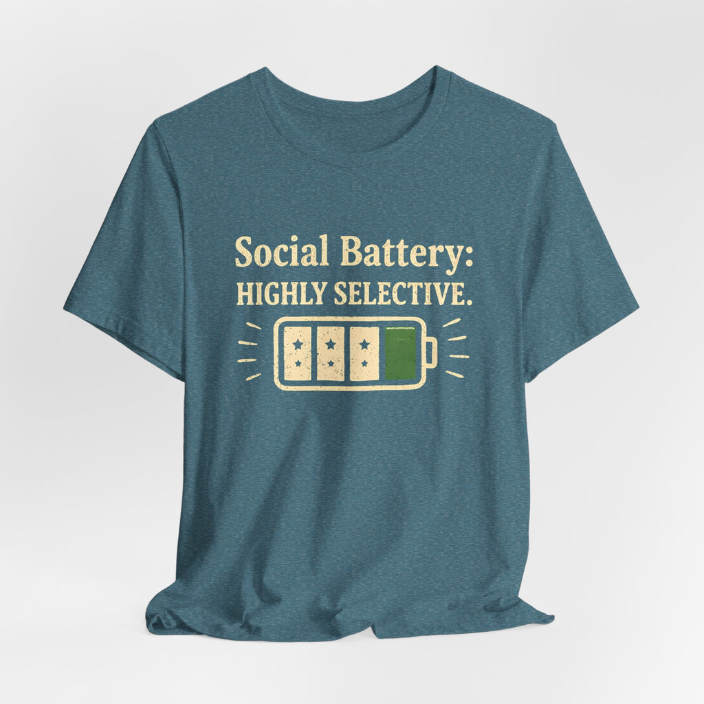 Social Battery Highly Selective T-Shirt  Funny Know Your Worth Tee - WrinkledHippie