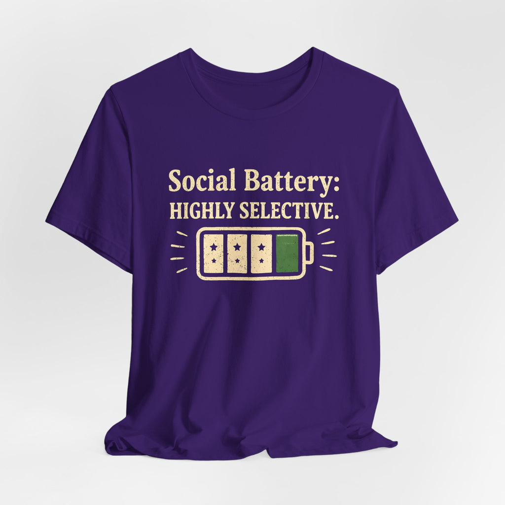 Social Battery Highly Selective T-Shirt  Funny Know Your Worth Tee - WrinkledHippie