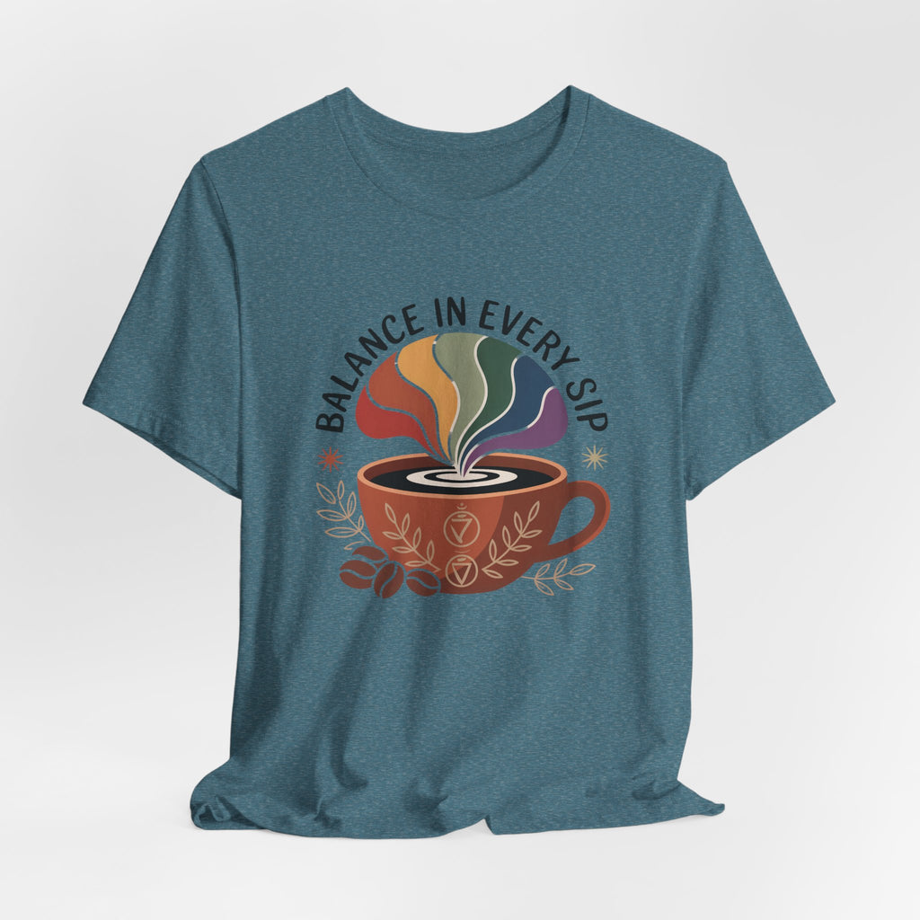Balance In Every Sip Coffee Illustration Graphic T-Shirt - WrinkledHippie