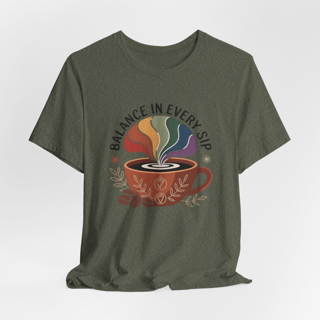 Balance In Every Sip Coffee Illustration Graphic T-Shirt - WrinkledHippie