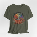Balance In Every Sip Coffee Illustration Graphic T-Shirt - WrinkledHippie