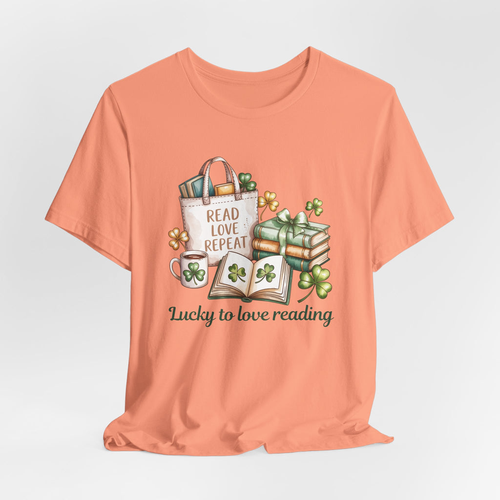 Lucky to Love Reading St Patrick's Day T-Shirt for Book Lovers