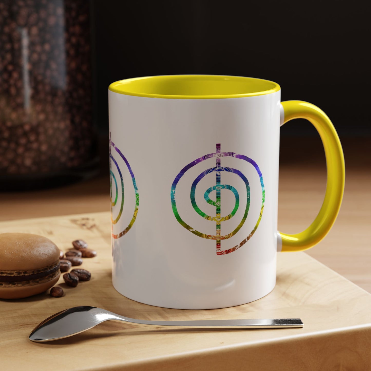Coffee Mug - Choku Rei Reiki Power Symbol Chakra Colors 11oz