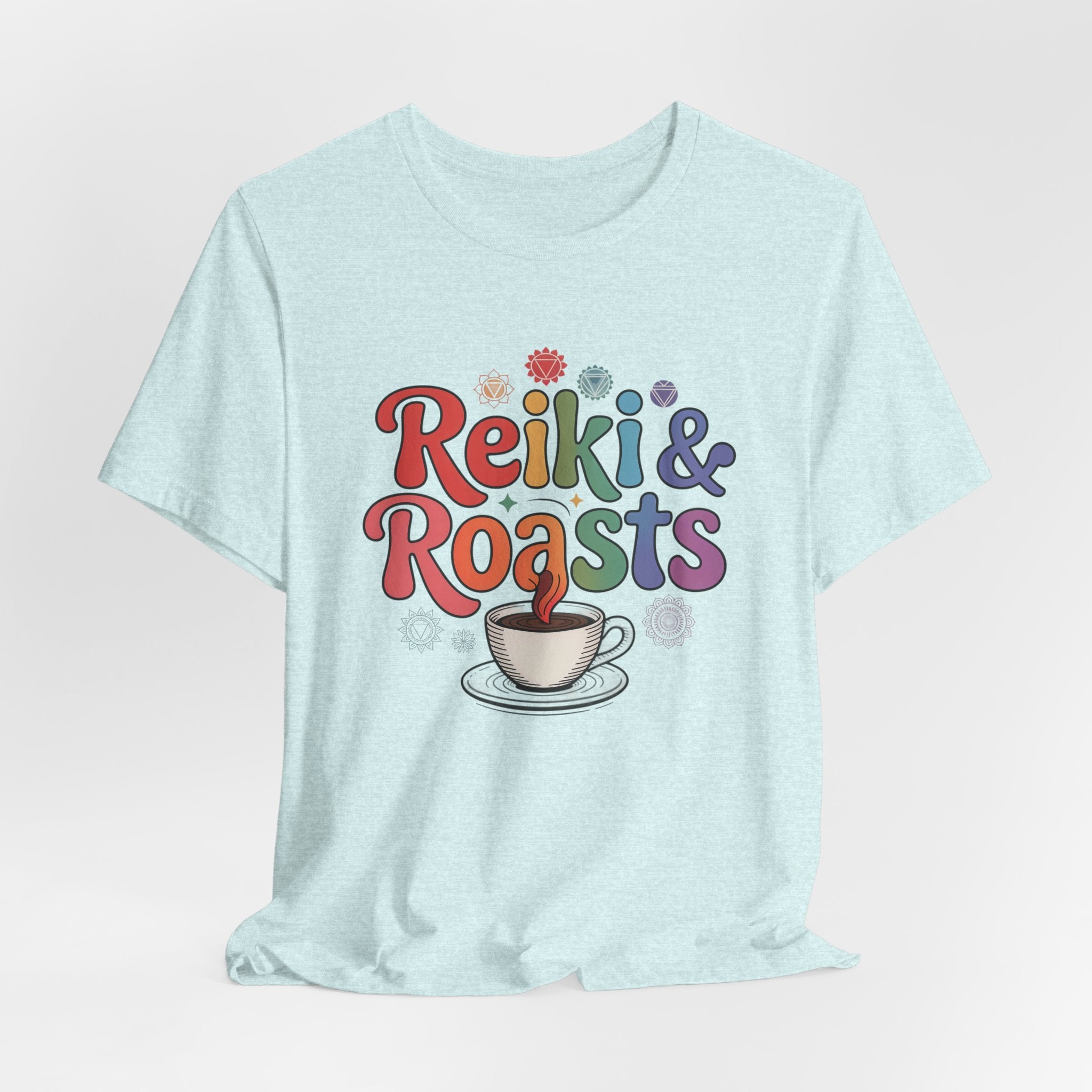 Reiki & Roasts Coffee Tee — Spiritual Coffee Lover T‑Shirt