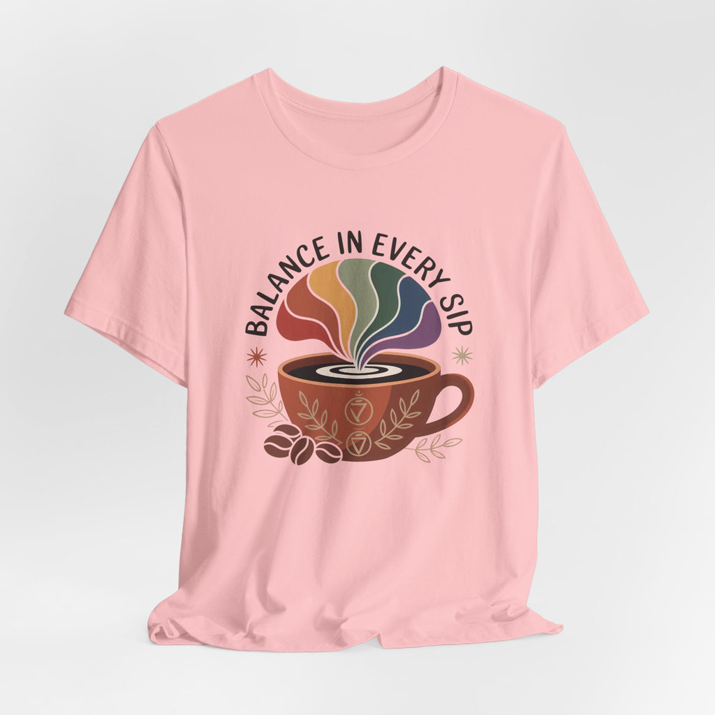 Balance In Every Sip Coffee Illustration Graphic T-Shirt - WrinkledHippie