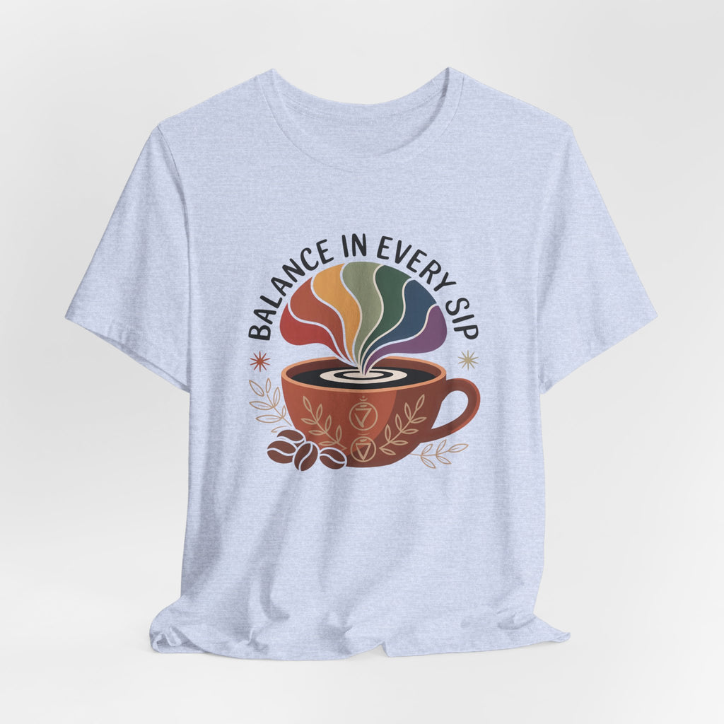 Balance In Every Sip Coffee Illustration Graphic T-Shirt - WrinkledHippie