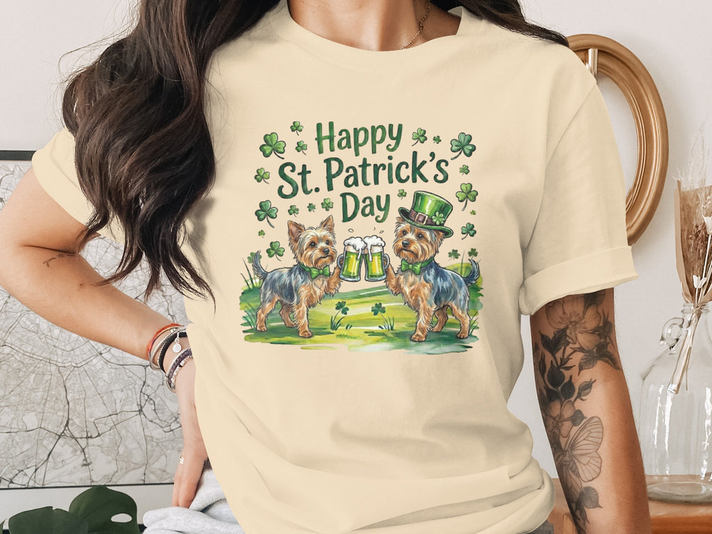 Happy St Patrick's Day Yorkie Dog Graphic T-shirt