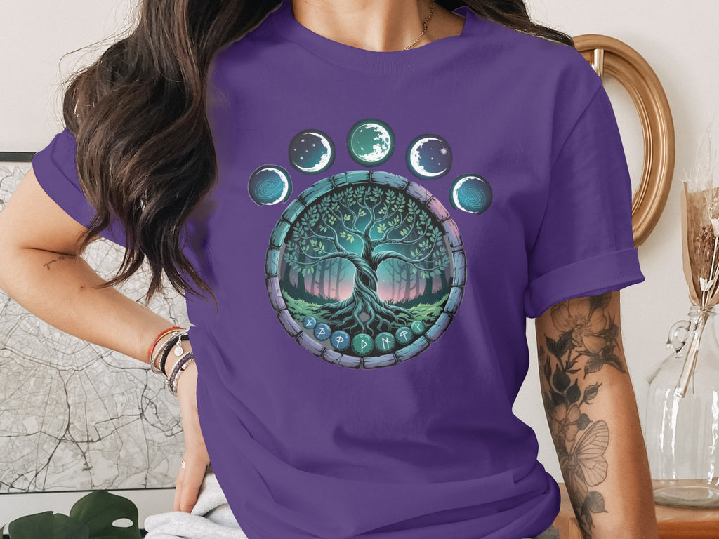 Moon Phases and Tree of Life Graphic T-Shirt