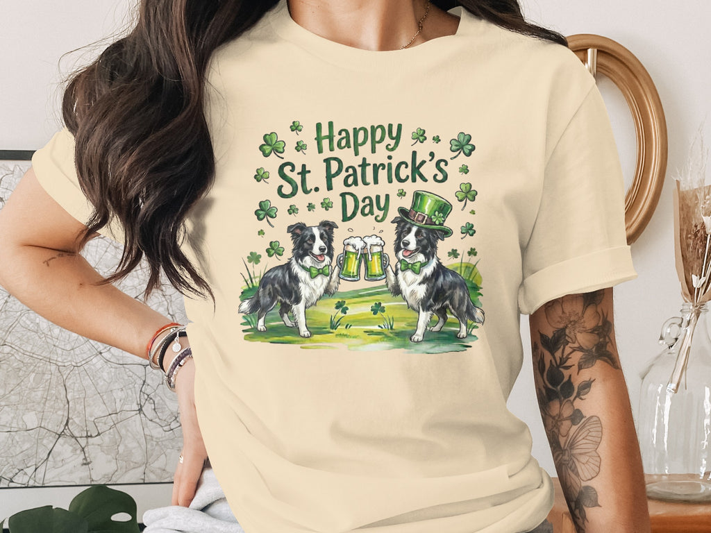 Happy St Patrick's Day Dog and Beer Pint Graphic Tee