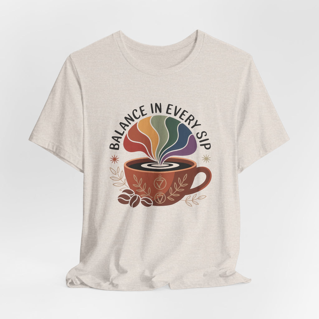 Balance In Every Sip Coffee Illustration Graphic T-Shirt - WrinkledHippie