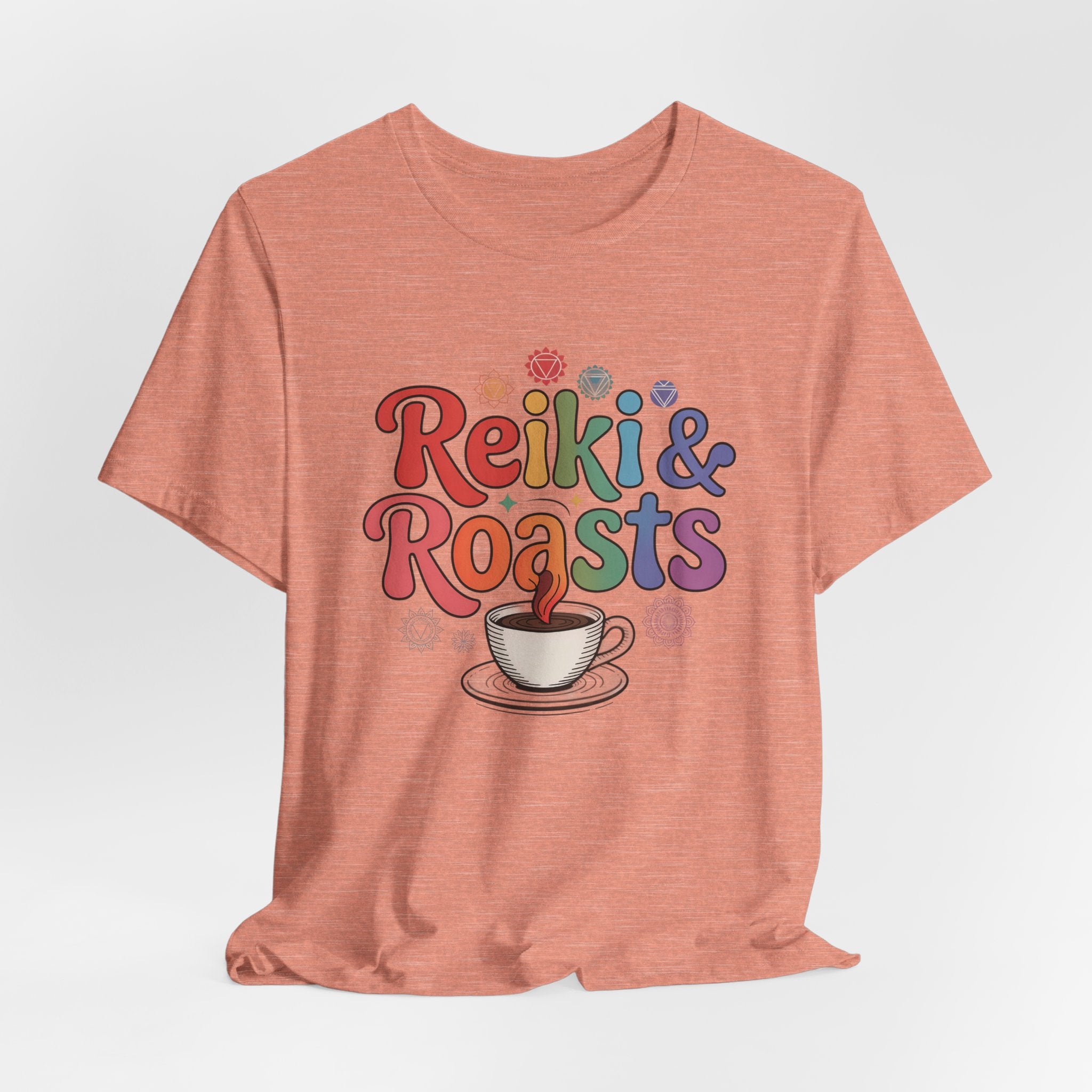 Reiki & Roasts Coffee Tee — Spiritual Coffee Lover T‑Shirt