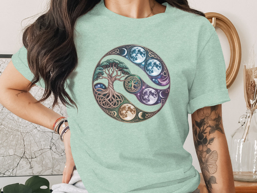 Cosmic Yin Yang Tree of Life Graphic T-Shirt