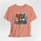 Reiki & Roasts Coffee Tee — Chakra Spiritual Coffee Lover T‑Shirt - WrinkledHippie