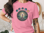 Vibrant Tree of Life Design with Planets Graphic Shirt