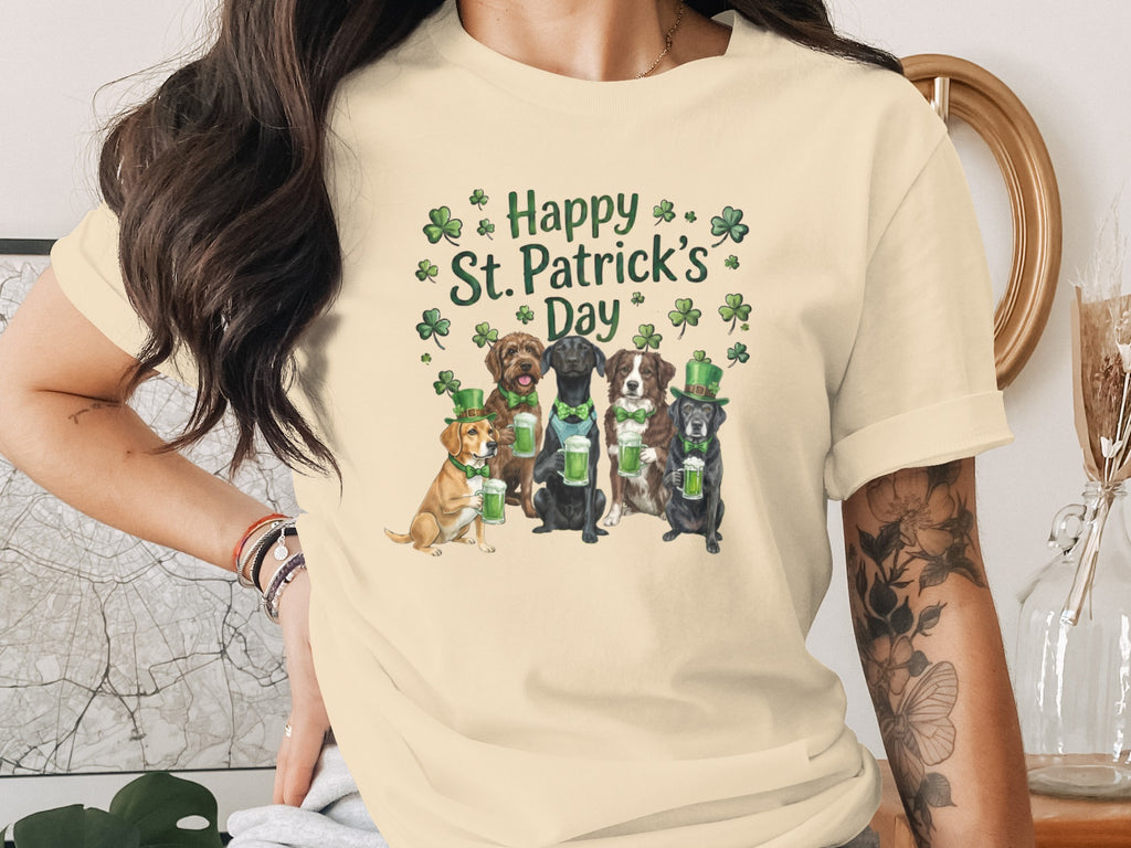 Happy St. Patrick's Day Dogs Printed T-Shirt