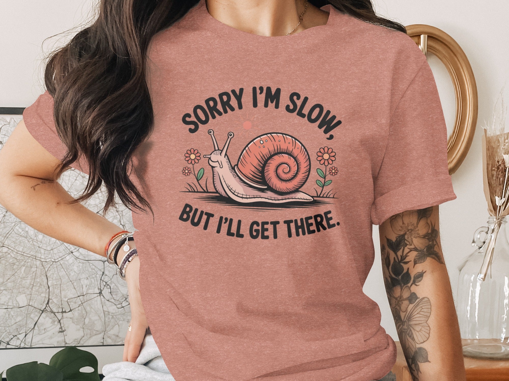Sorry I'm Slow But I'll Get There Snail Graphic Tee Shirt