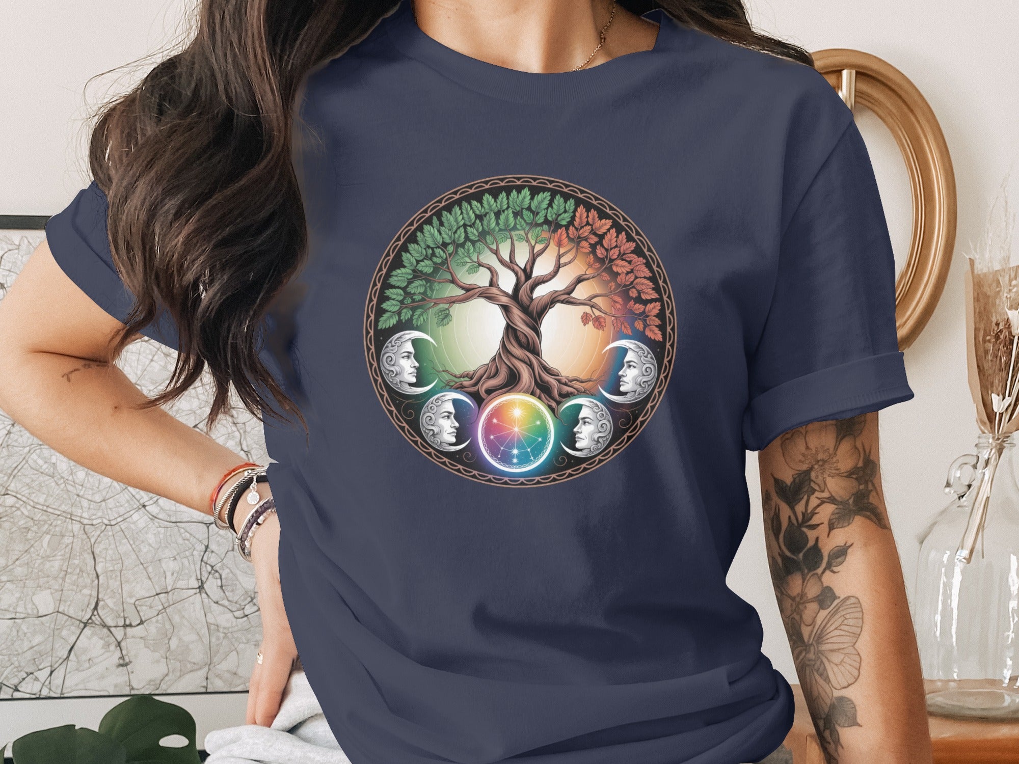 Mystical Tree of Life Design with Moon Phases Shirt