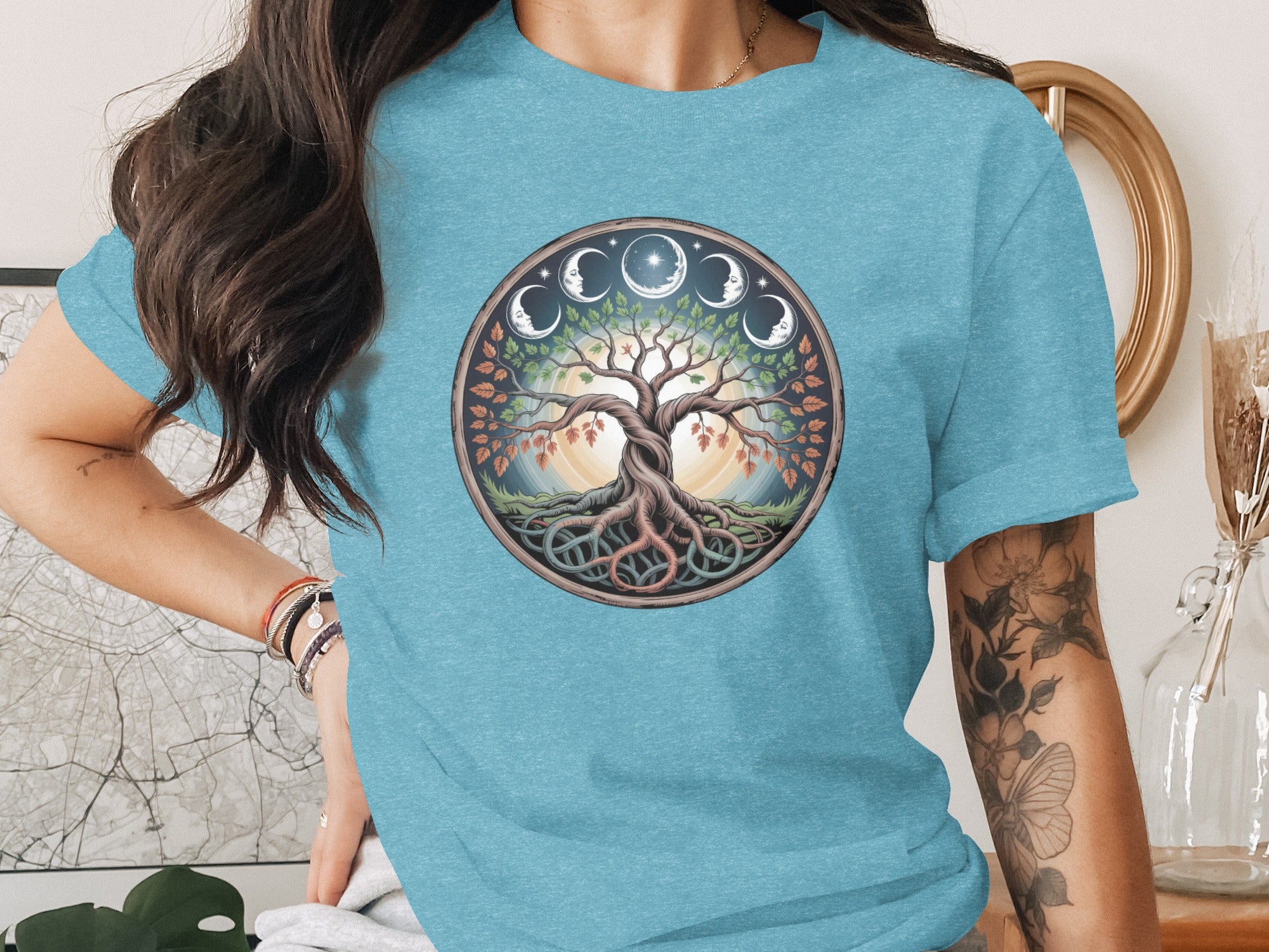 Tree of Life with Moon Phases Graphic T-Shirt